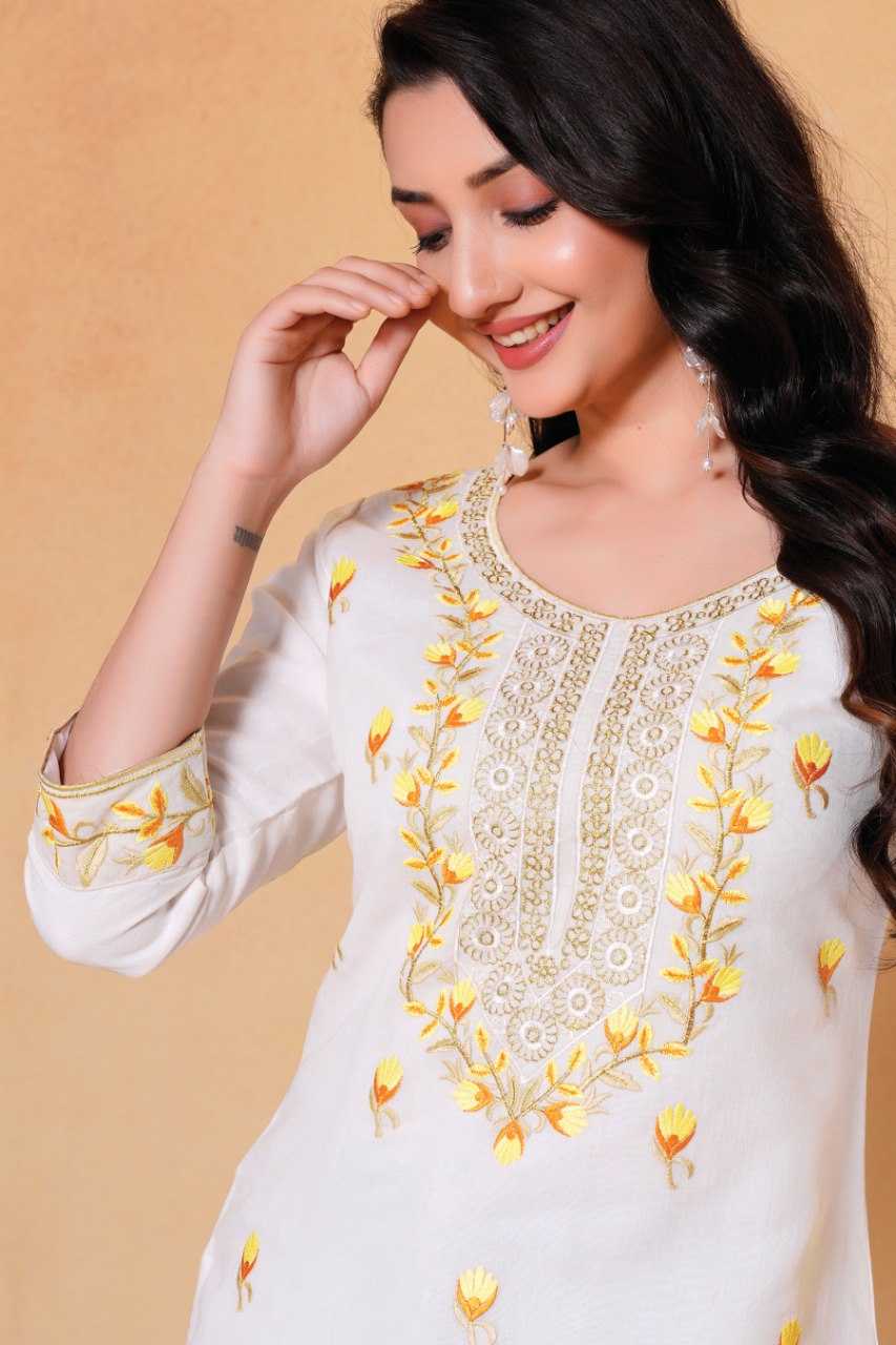 Ynf Chanderi Cotton KESH559 1001 Kurti Western Wears Festive Collections Wholesale Casual Kurtis Short Kurtis Embroidered Kurtis Manufacturer