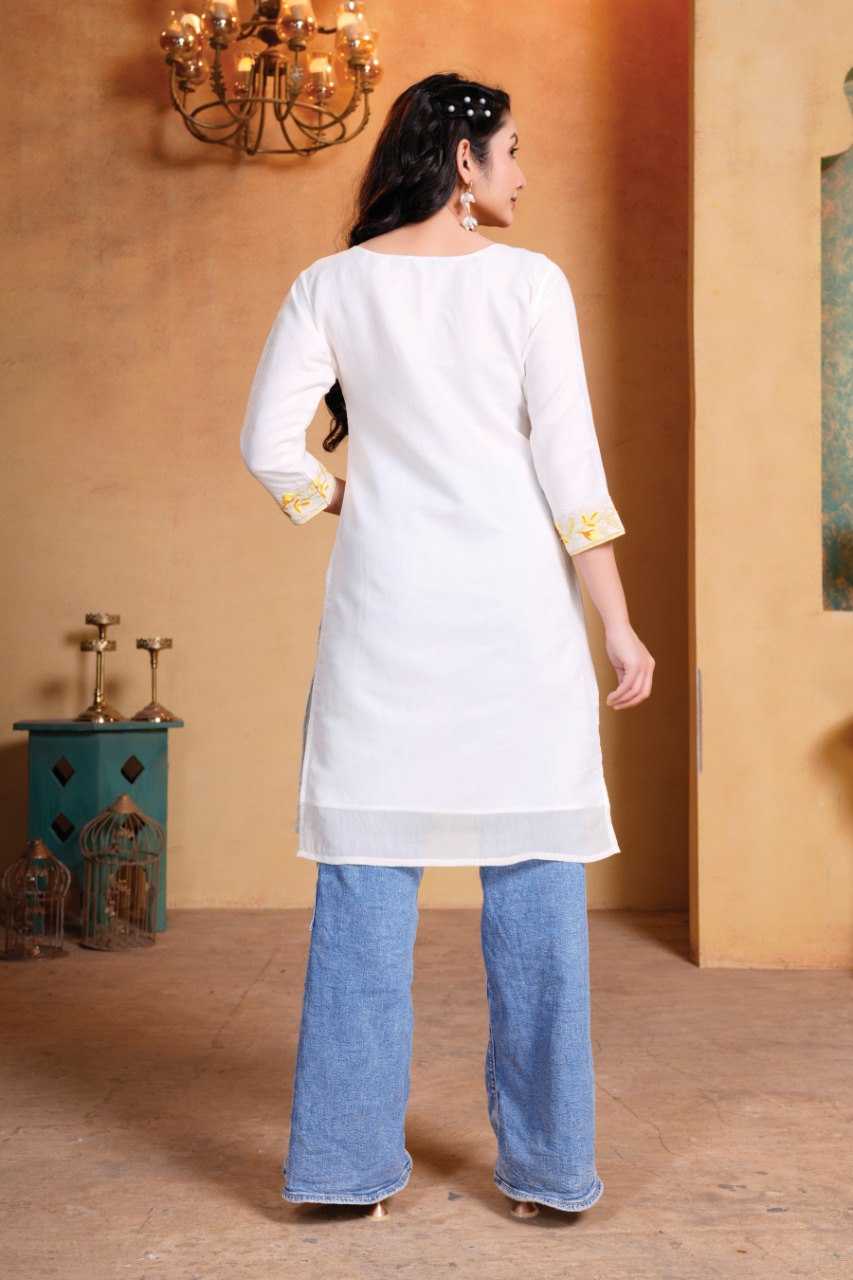 Ynf Chanderi Cotton KESH559 1001 Kurti Western Wears Festive Collections Wholesale Casual Kurtis Short Kurtis Embroidered Kurtis Manufacturer