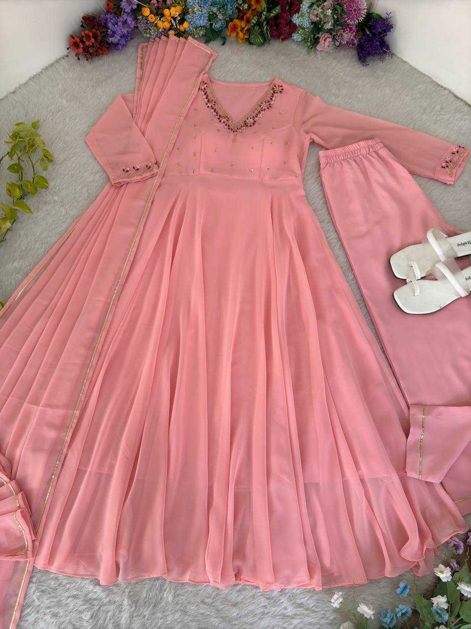 Ynf Chanderi Silk Gowns Wholesale Fancy Gowns Embroidery Gowns Silk Gowns Manufacturer