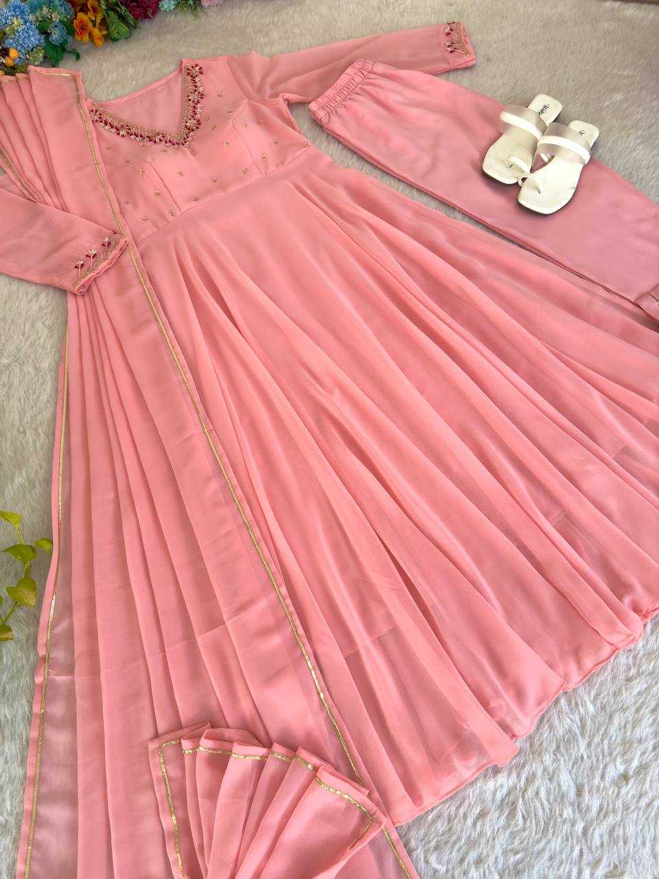 Ynf Chanderi Silk Gowns Wholesale Fancy Gowns Embroidery Gowns Silk Gowns Manufacturer