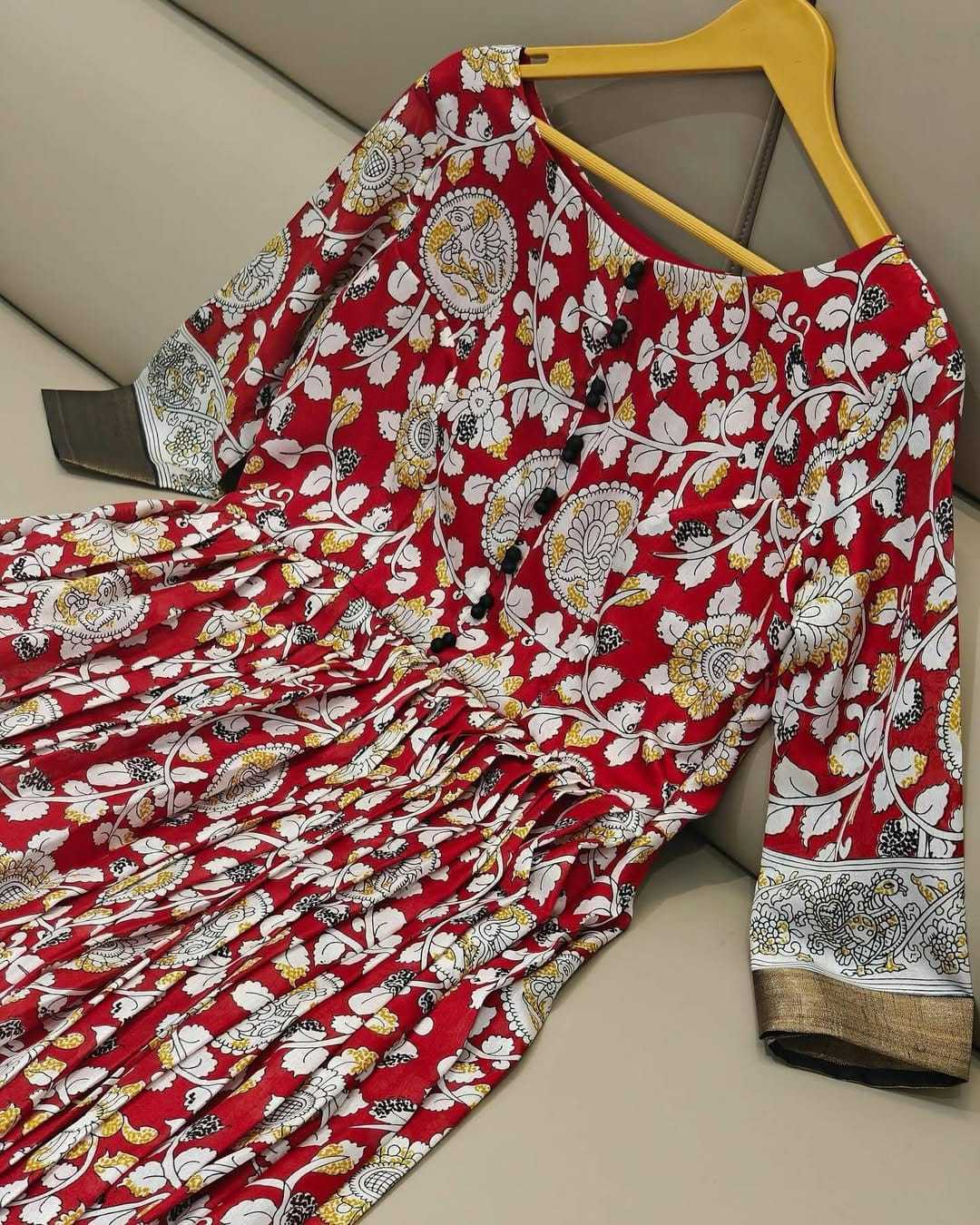 Ynf Chanderi Silk KESH493 KALAMKARI Gowns Wholesale Printed Gowns Designer Gowns Silk Gowns Manufacturer