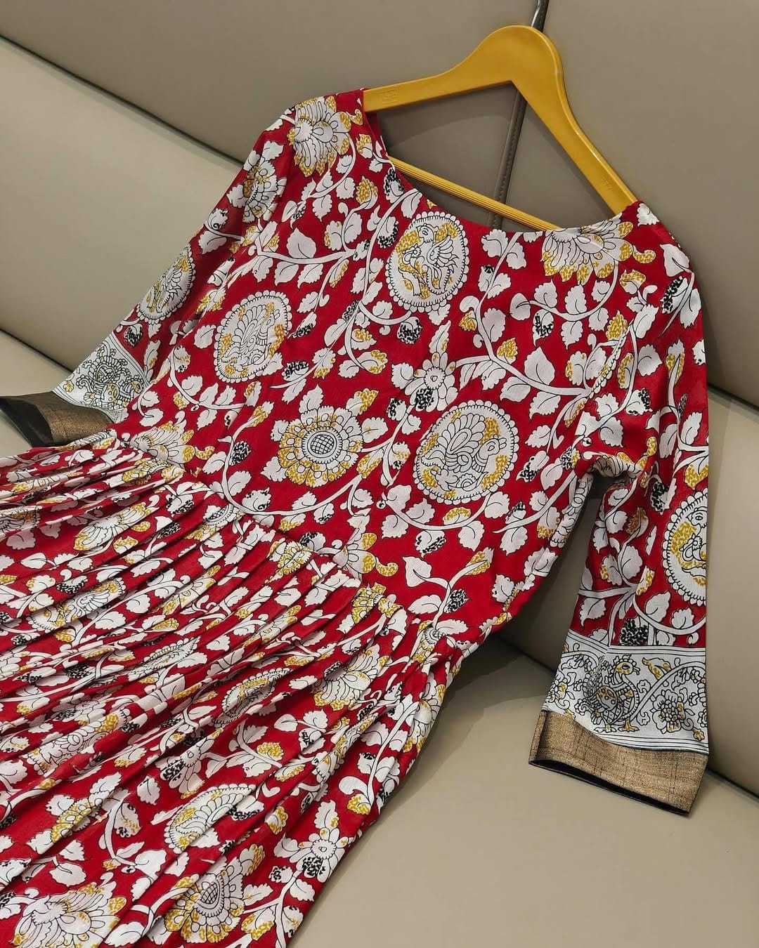 Ynf Chanderi Silk KESH493 KALAMKARI Gowns Wholesale Printed Gowns Designer Gowns Silk Gowns Manufacturer