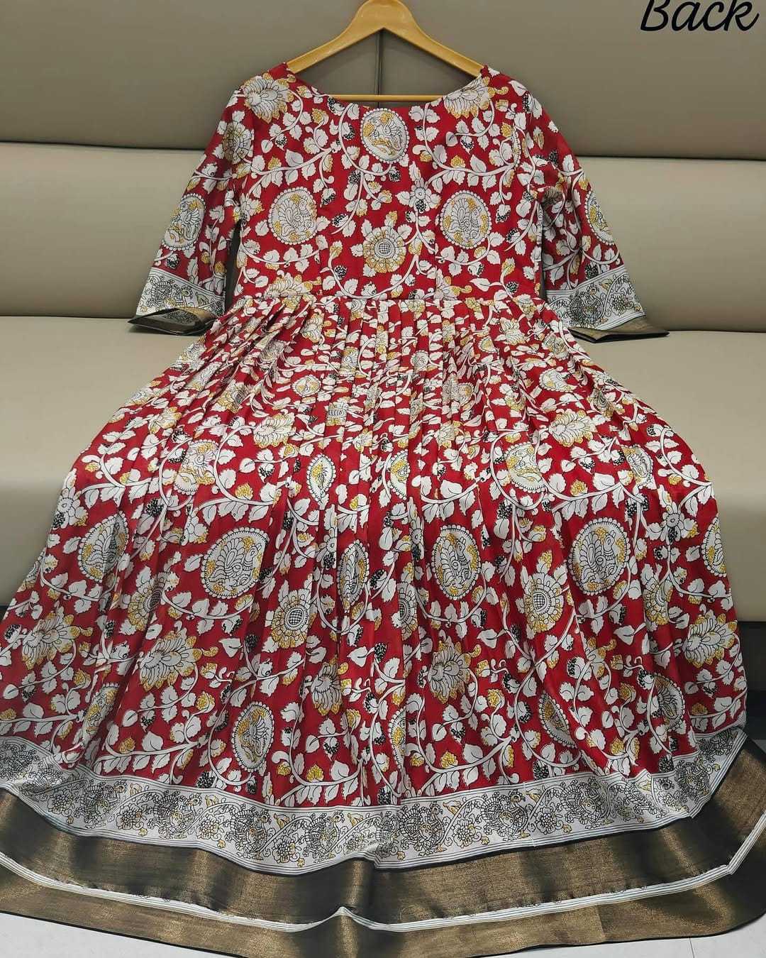 Ynf Chanderi Silk KESH493 KALAMKARI Gowns Wholesale Printed Gowns Designer Gowns Silk Gowns Manufacturer