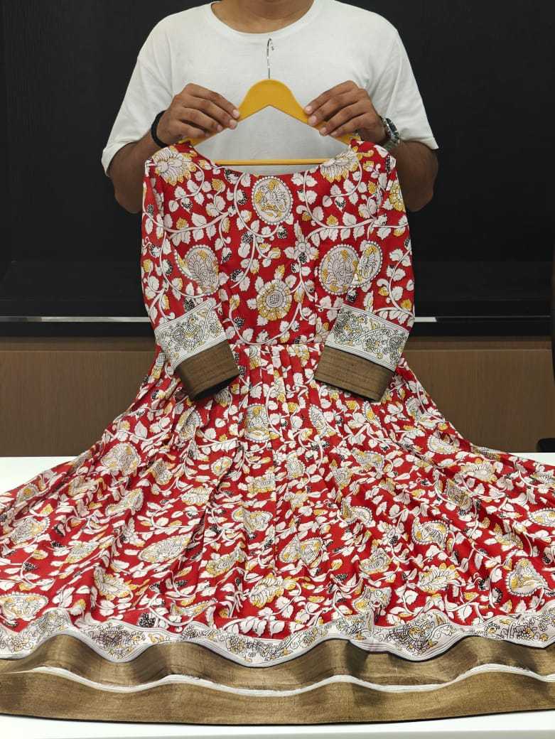 Ynf Chanderi Silk KESH493 KALAMKARI Gowns Wholesale Printed Gowns Designer Gowns Silk Gowns Manufacturer