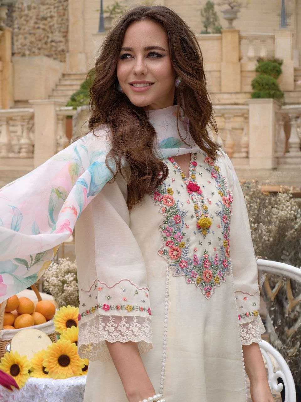 Ynf Chanderi Silk KESH523 04 Suits & Dresses Wholesale Embroidery Suits Chanderi Suit White Salwar Suit Manufacturer