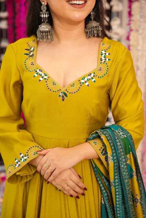 Ynf Chanderi Silk KESH529 MUSKAN 3 Gowns Wholesale Fancy Gowns Embroidery Gowns Anarkali Gown Long Gowns Manufacturer