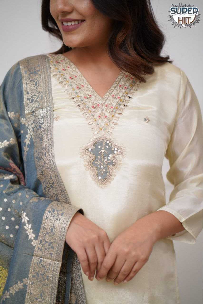 Ynf Chanderi Silk KESH536 NAYAN Suits & Dresses Wholesale Embroidery Suits Chanderi Suit White Salwar Suit Manufacturer