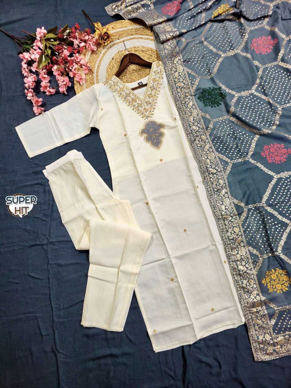 Ynf Chanderi Silk KESH536 NAYAN Suits & Dresses Wholesale Embroidery Suits Chanderi Suit White Salwar Suit Manufacturer