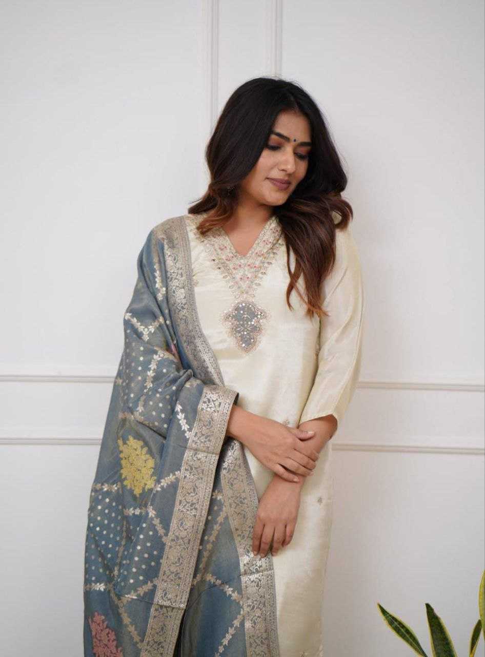 Ynf Chanderi Silk KESH536 NAYAN Suits & Dresses Wholesale Embroidery Suits Chanderi Suit White Salwar Suit Manufacturer