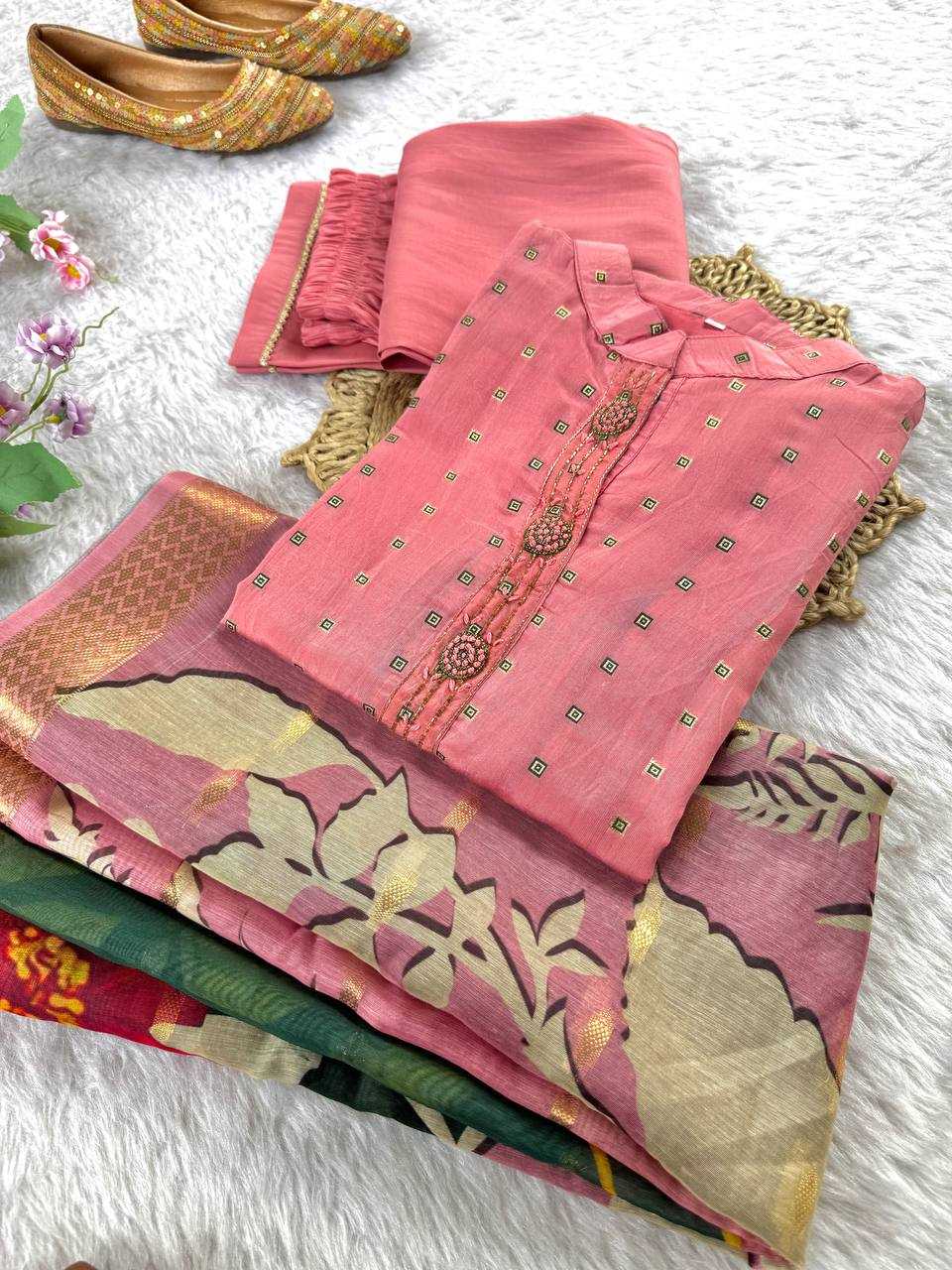 Ynf Chanderi Soft KESH513 478 Suits & Dresses Wedding Collections Festive Collections Wholesale Chanderi Suit Casual Dresses Handwork Suits Manufacturer