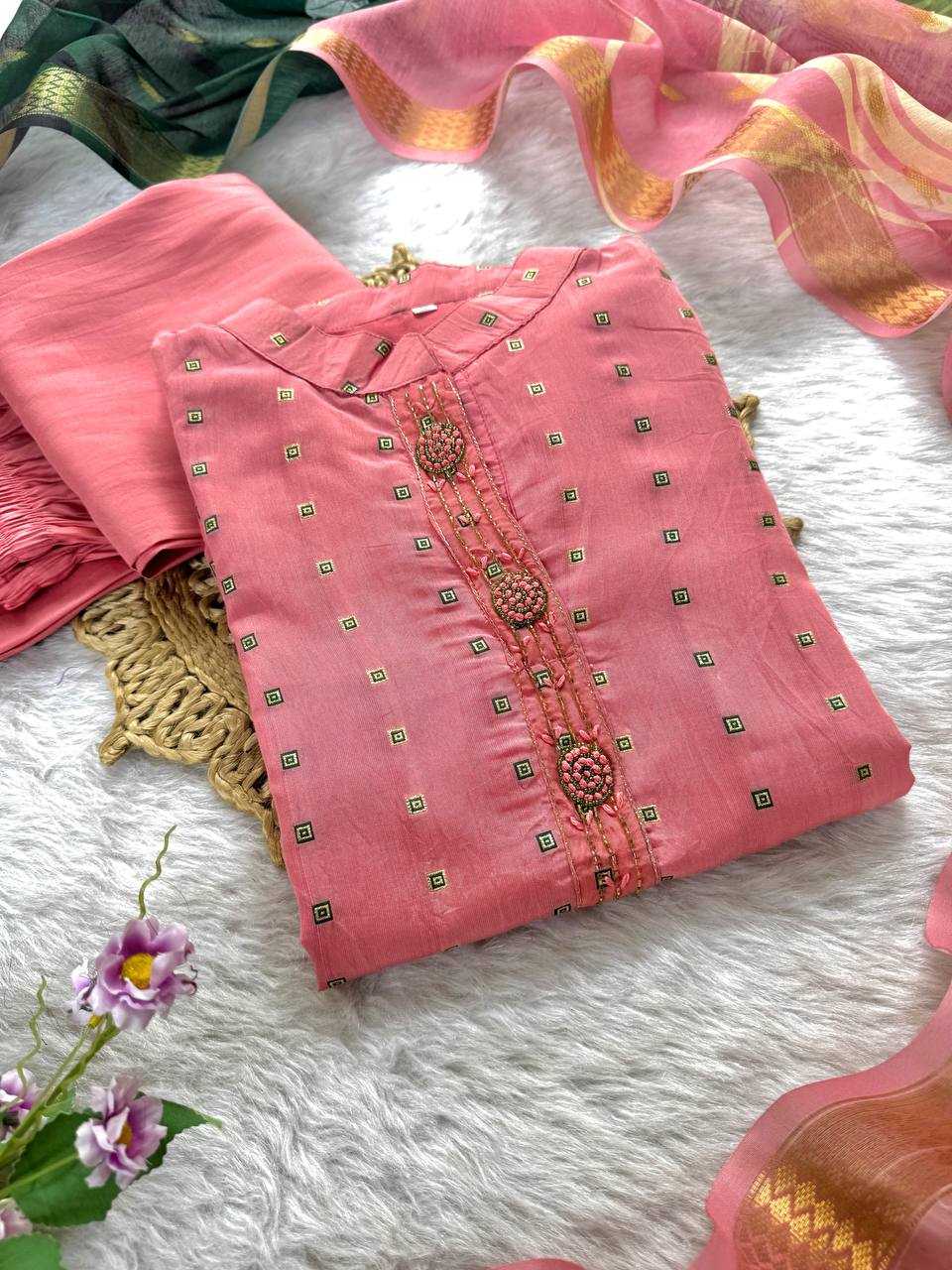 Ynf Chanderi Soft KESH513 478 Suits & Dresses Wedding Collections Festive Collections Wholesale Chanderi Suit Casual Dresses Handwork Suits Manufacturer
