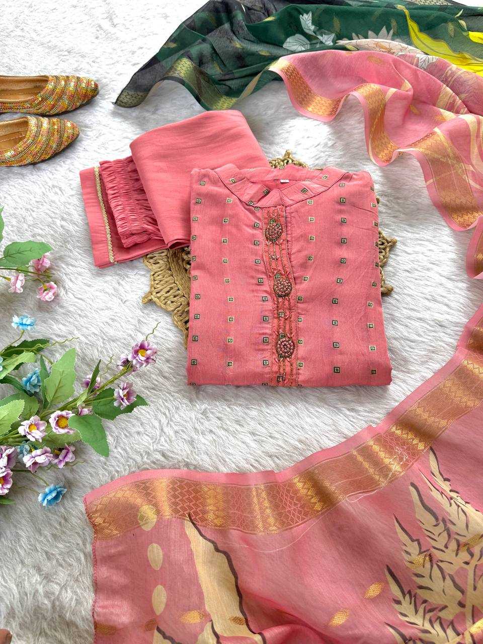 Ynf Chanderi Soft KESH513 478 Suits & Dresses Wedding Collections Festive Collections Wholesale Chanderi Suit Casual Dresses Handwork Suits Manufacturer