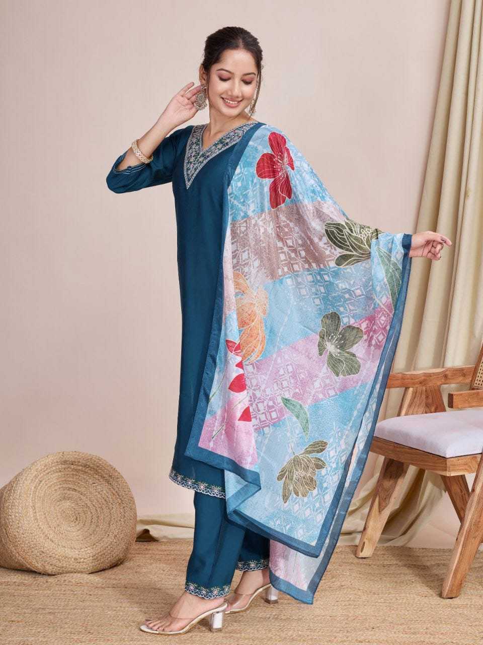 Ynf Chanderi Soft RIN222 BS-88 Kurti Wholesale Designer Kurtis Printed Kurtis Embroidered Kurtis Manufacturer