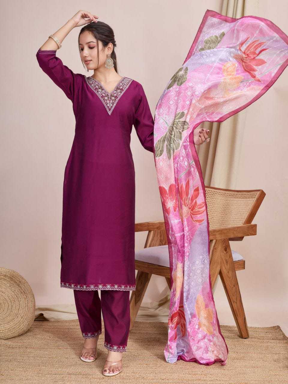 Ynf Chanderi Soft RIN222 BS-88 Kurti Wholesale Designer Kurtis Printed Kurtis Embroidered Kurtis Manufacturer