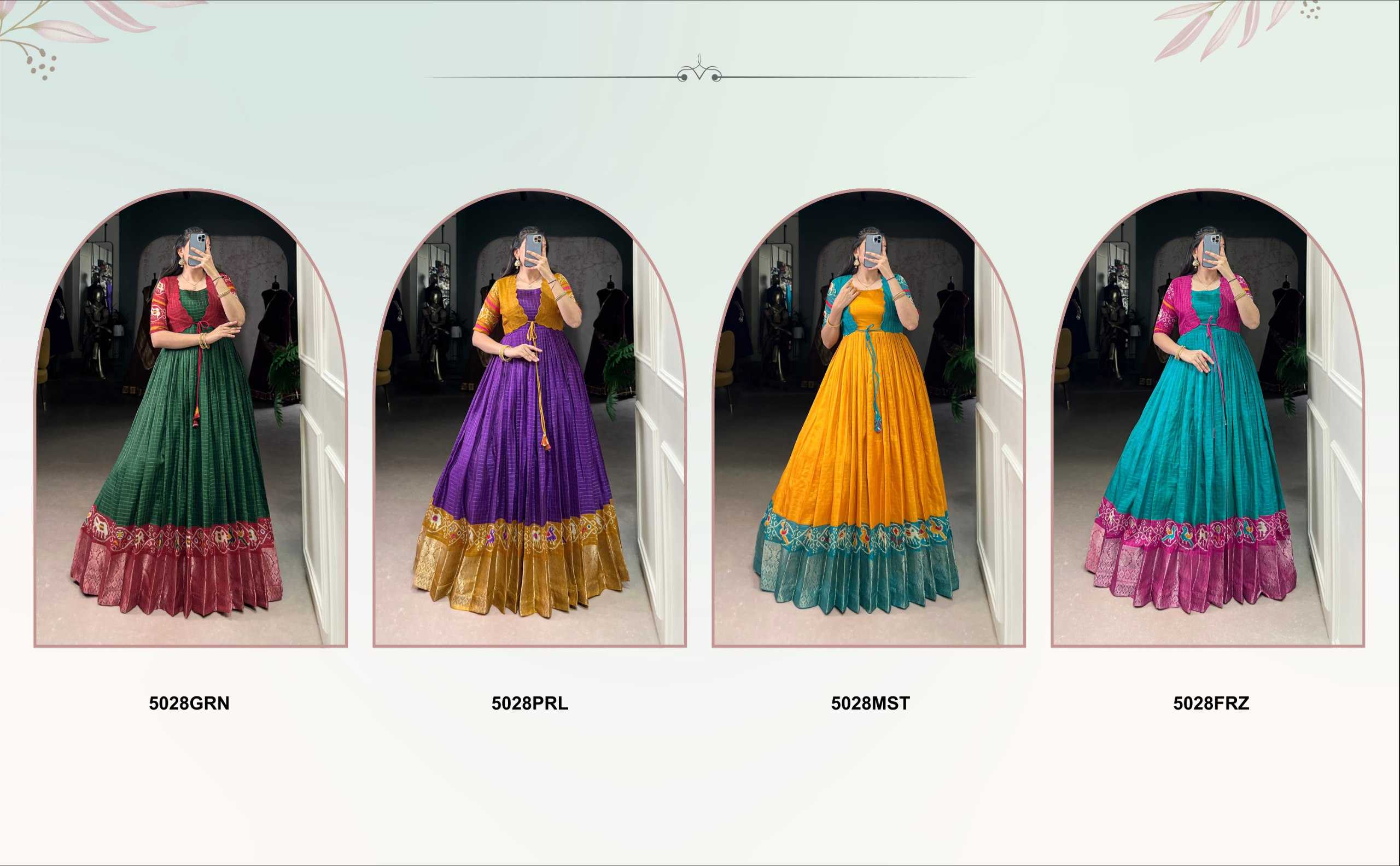 Ynf Chex Silk KESH134 5028 Gowns Wedding Collections Festive Collections Wholesale Printed Gowns Designer Gowns Indo-Western Gown With Jacket Manufacturer