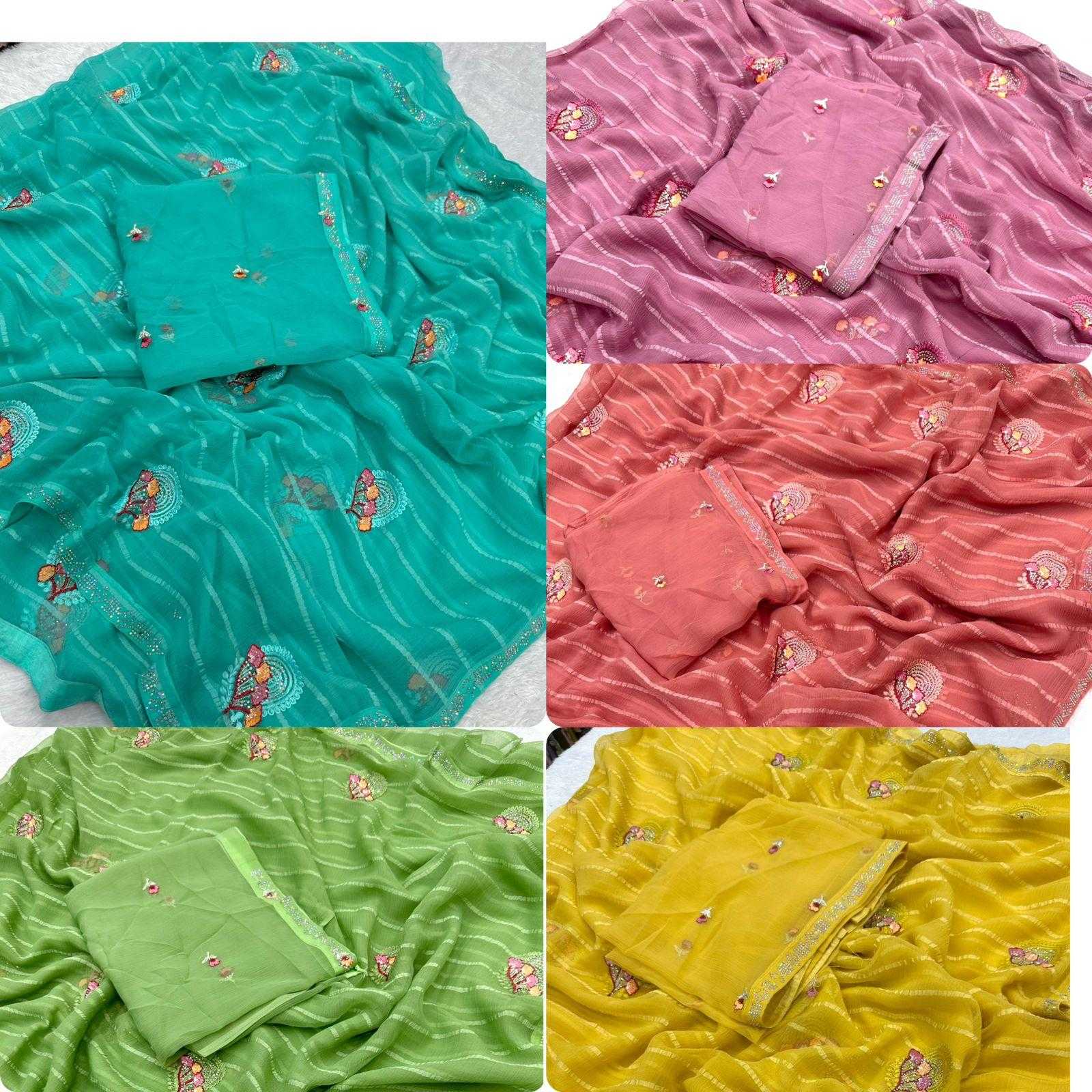 Ynf Chiffon KESH114 3011 Sarees Wholesale Chiffon Sarees Embroidered Sarees Stone Work Saree Manufacturer