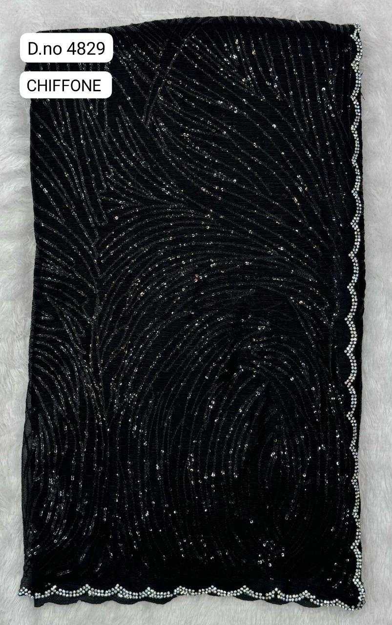 Ynf Chiffon KESH114 4829 Sarees Wholesale Embroidered Sarees Stone Work Saree Black Sarees Manufacturer