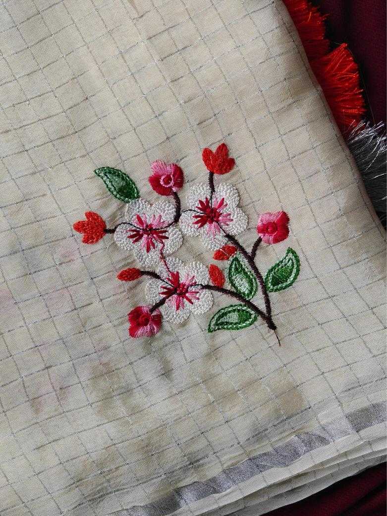 Ynf Chiffon KESH249 Ranjana Sarees Festive Collections Wholesale Embroidered Sarees White Sarees Onam Collections Manufacturer