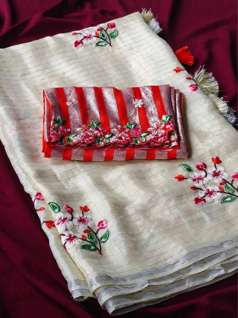 Ynf Chiffon KESH249 Ranjana Sarees Festive Collections Wholesale Embroidered Sarees White Sarees Onam Collections Manufacturer
