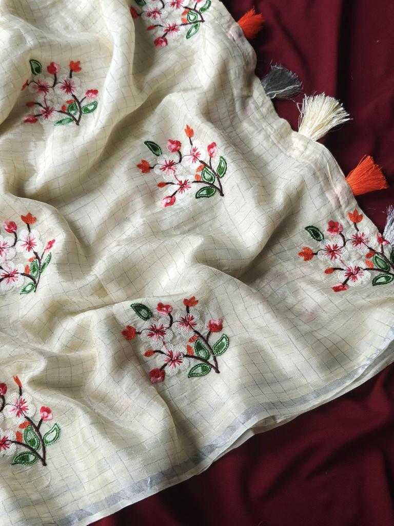 Ynf Chiffon KESH249 Ranjana Sarees Festive Collections Wholesale Embroidered Sarees White Sarees Onam Collections Manufacturer