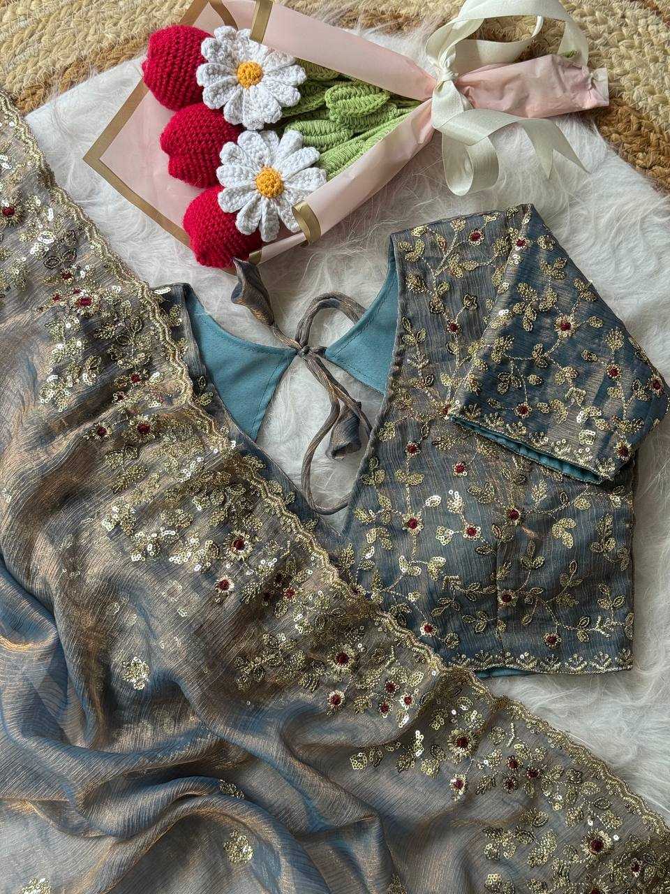 Ynf Chiffon RIN105 MISTY Sarees Wholesale Sequence Sarees Embroidered Sarees Manufacturer