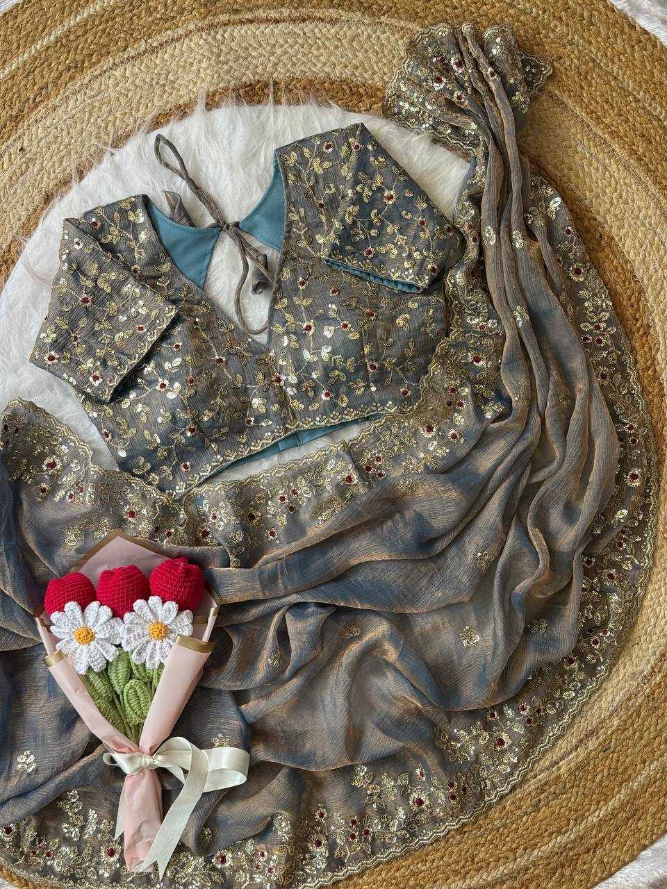 Ynf Chiffon RIN105 MISTY Sarees Wholesale Sequence Sarees Embroidered Sarees Manufacturer