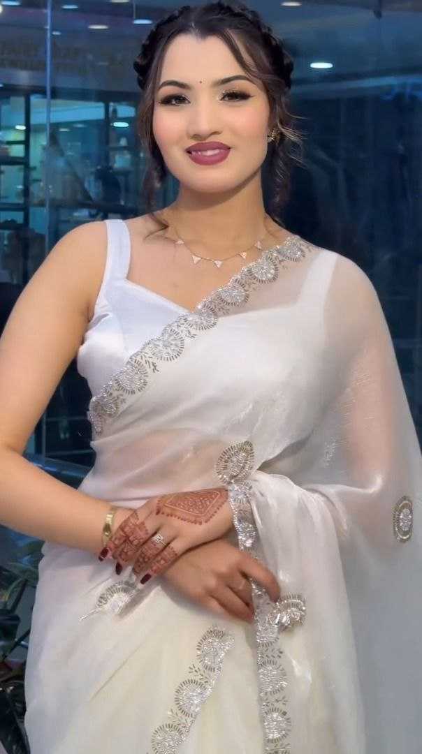 Ynf Chiffon RIN112 Fluid Drape Sarees Wholesale Designer Sarees Party Wear Sarees Fancy Sarees White Sarees Manufacturer