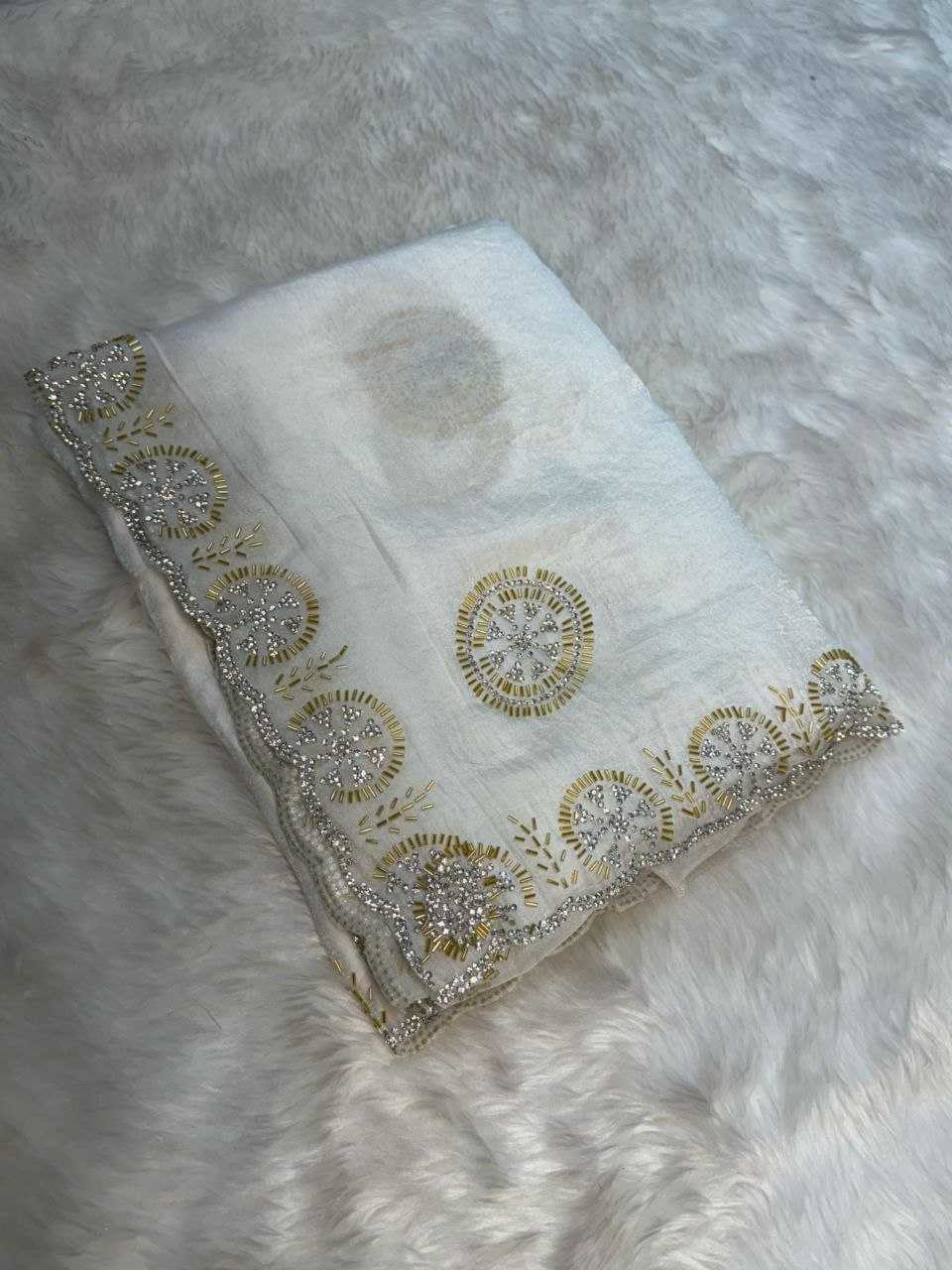 Ynf Chiffon RIN112 Fluid Drape Sarees Wholesale Designer Sarees Party Wear Sarees Fancy Sarees White Sarees Manufacturer