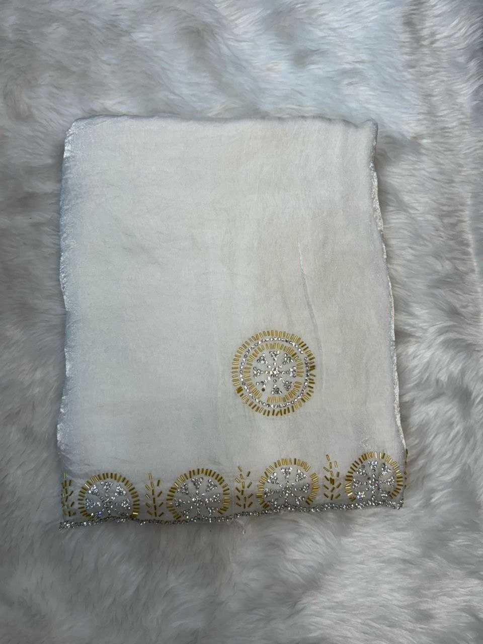 Ynf Chiffon RIN112 Fluid Drape Sarees Wholesale Designer Sarees Party Wear Sarees Fancy Sarees White Sarees Manufacturer