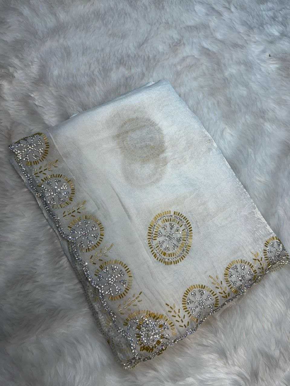 Ynf Chiffon RIN112 Fluid Drape Sarees Wholesale Designer Sarees Party Wear Sarees Fancy Sarees White Sarees Manufacturer