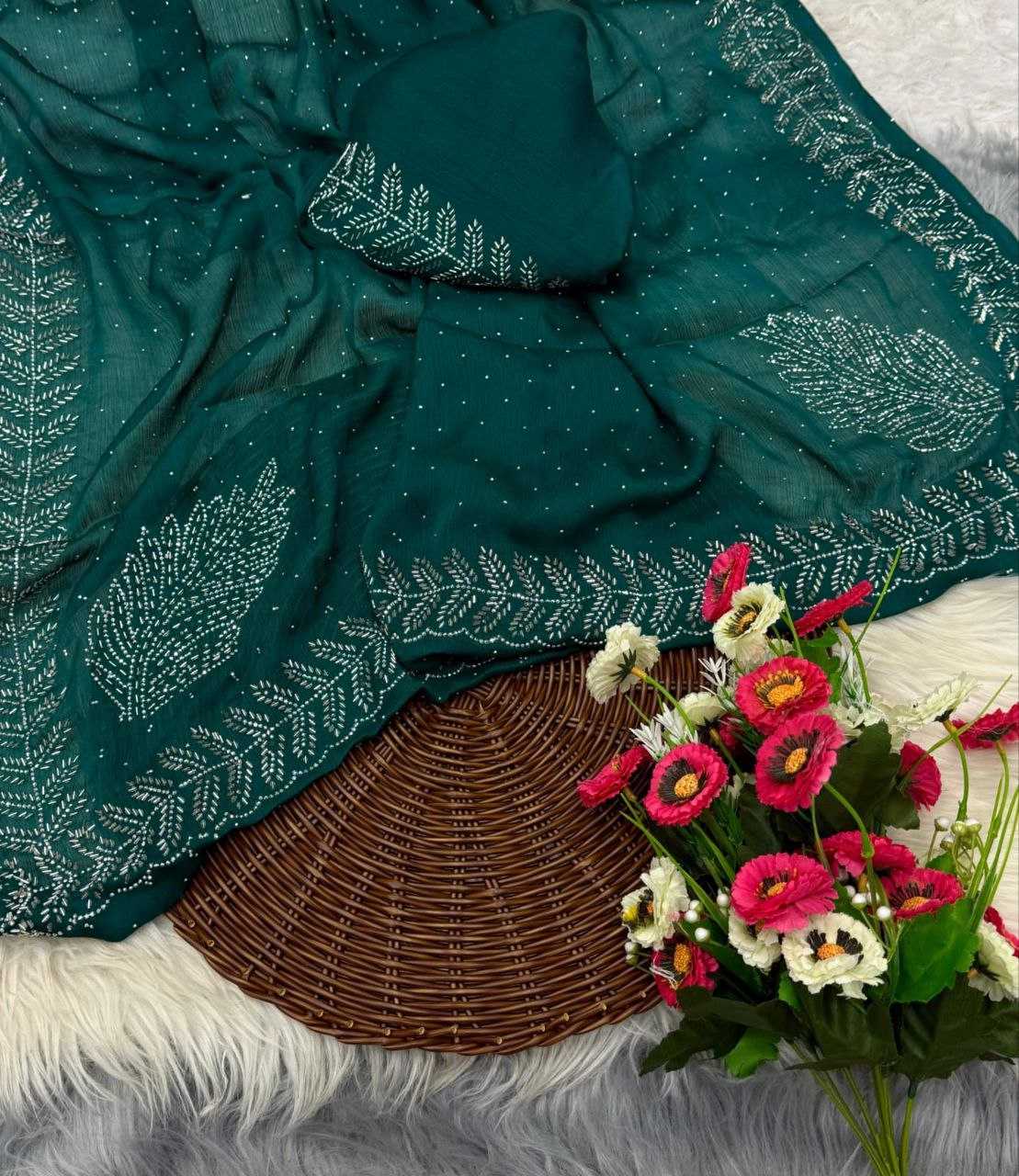 Ynf Chiffon RIN171 905 Sarees Wedding Collections Festive Collections Wholesale Chiffon Sarees Cutwork Saree Sarees With Blouse Manufacturer