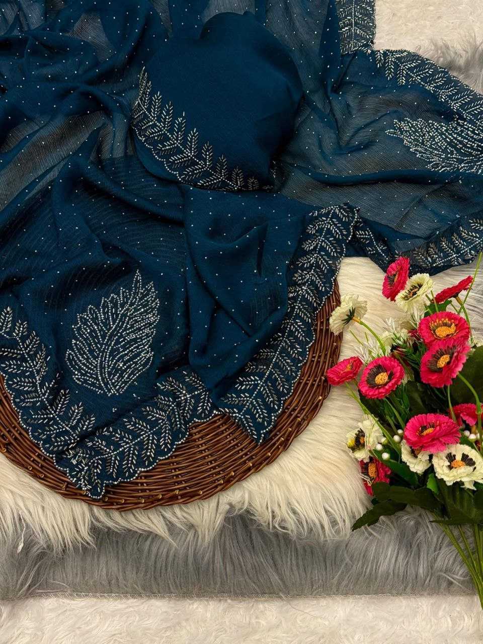 Ynf Chiffon RIN171 905 Sarees Wedding Collections Festive Collections Wholesale Chiffon Sarees Cutwork Saree Sarees With Blouse Manufacturer