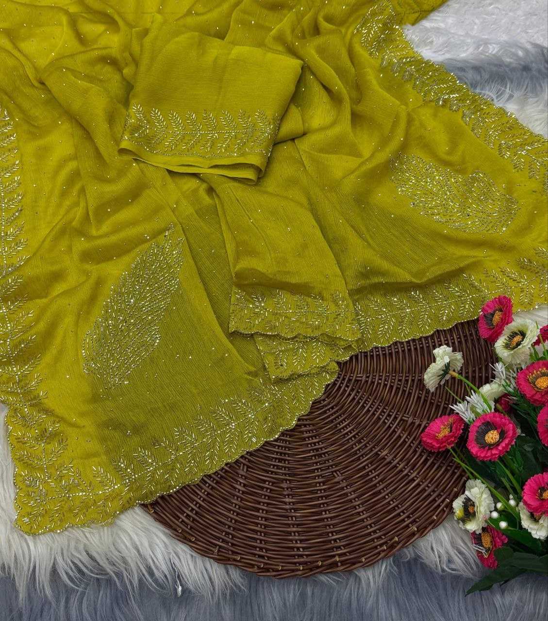 Ynf Chiffon RIN171 905 Sarees Wedding Collections Festive Collections Wholesale Chiffon Sarees Cutwork Saree Sarees With Blouse Manufacturer