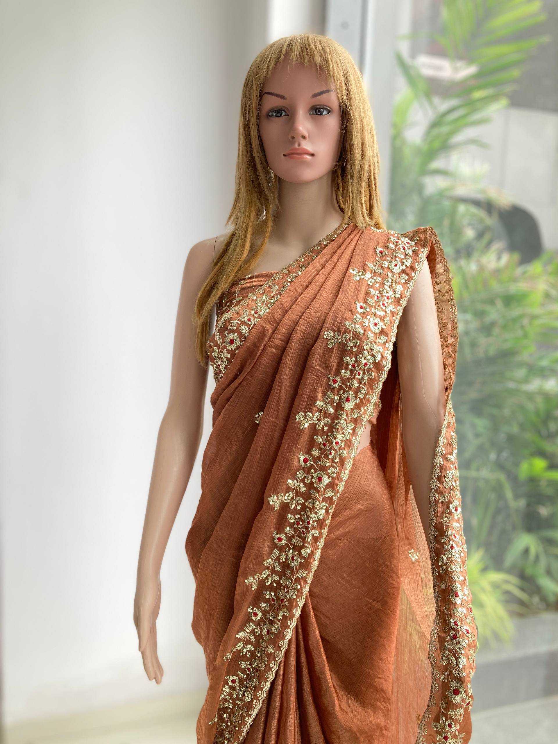 Ynf Chiffon RIN188 Browny Sarees Wholesale Party Wear Sarees Fancy Sarees Embroidered Sarees Manufacturer