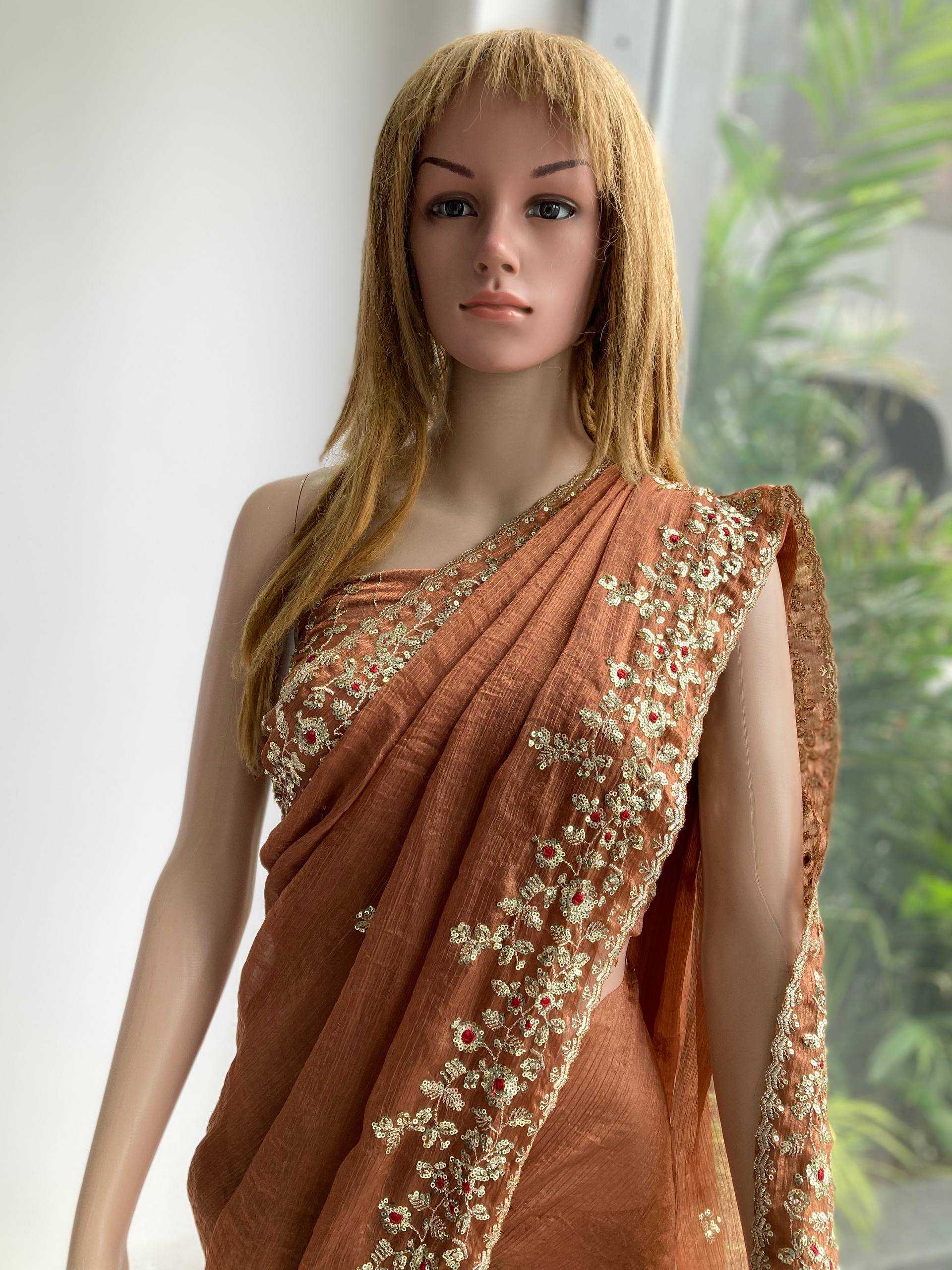 Ynf Chiffon RIN188 Browny Sarees Wholesale Party Wear Sarees Fancy Sarees Embroidered Sarees Manufacturer