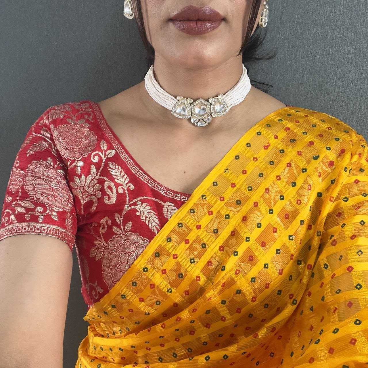 Ynf Chiffon RIN216 Bandhej Sarees Wedding Collections Festive Collections Wholesale Printed Sarees Chiffon Sarees Sarees With Blouse Manufacturer