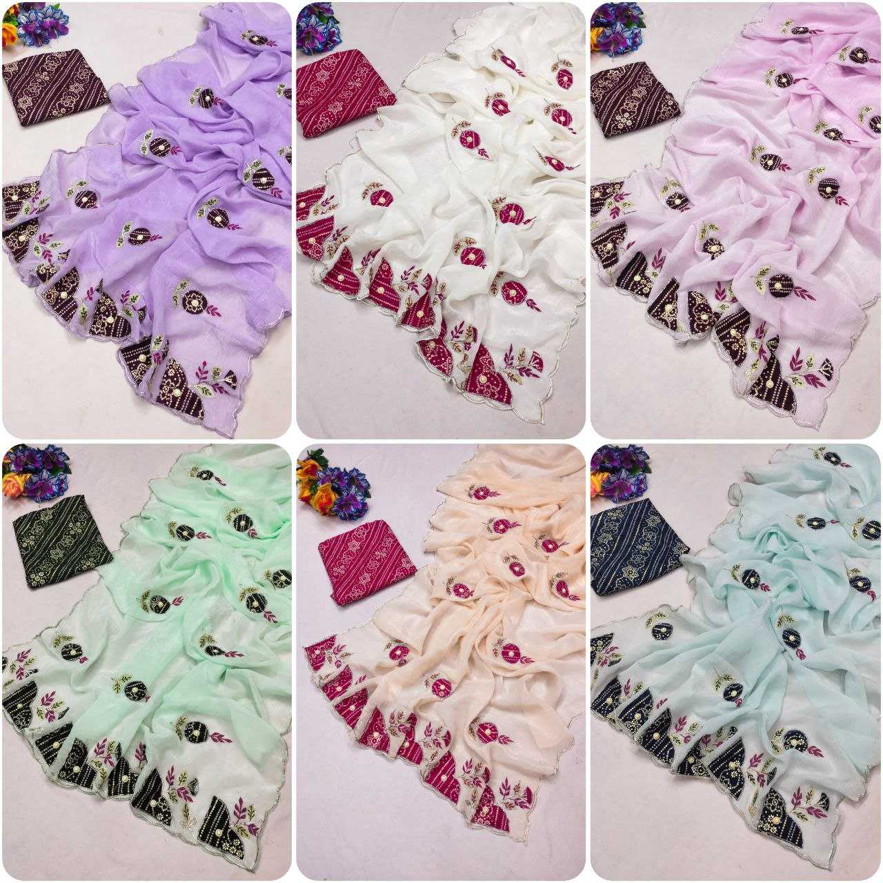 Ynf Chiffon RIN216 krina Sarees Wholesale Hand Work Sarees Work Sarees Butta Sarees Manufacturer