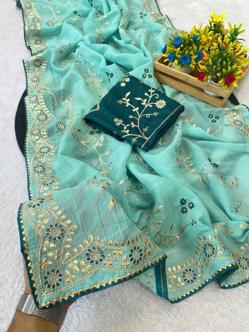 Ynf Chiffon RIN216 Priti Sarees Wedding Collections Festive Collections Wholesale Chiffon Sarees Embroidered Sarees Sarees With Blouse Manufacturer