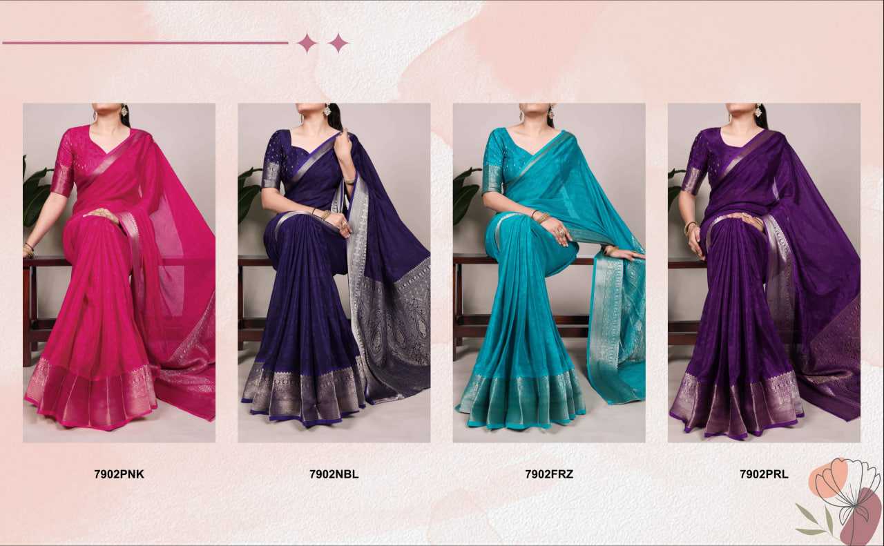 Ynf Chinon KESH134 7902 Sarees Wedding Collections Festive Collections Wholesale Printed Sarees Zari Sarees Sarees With Blouse Manufacturer