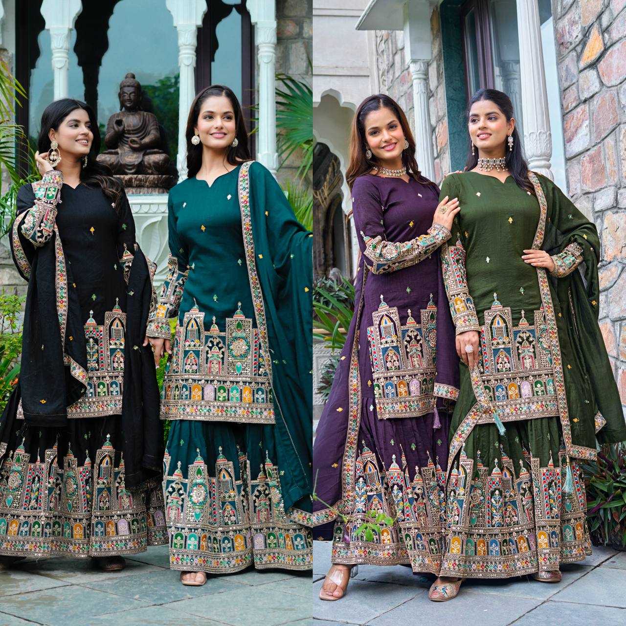 Ynf Chinon KESH499 5285 Suits & Dresses Wholesale Embroidery Suits Ladies Silk Suit Silk Suits Manufacturer
