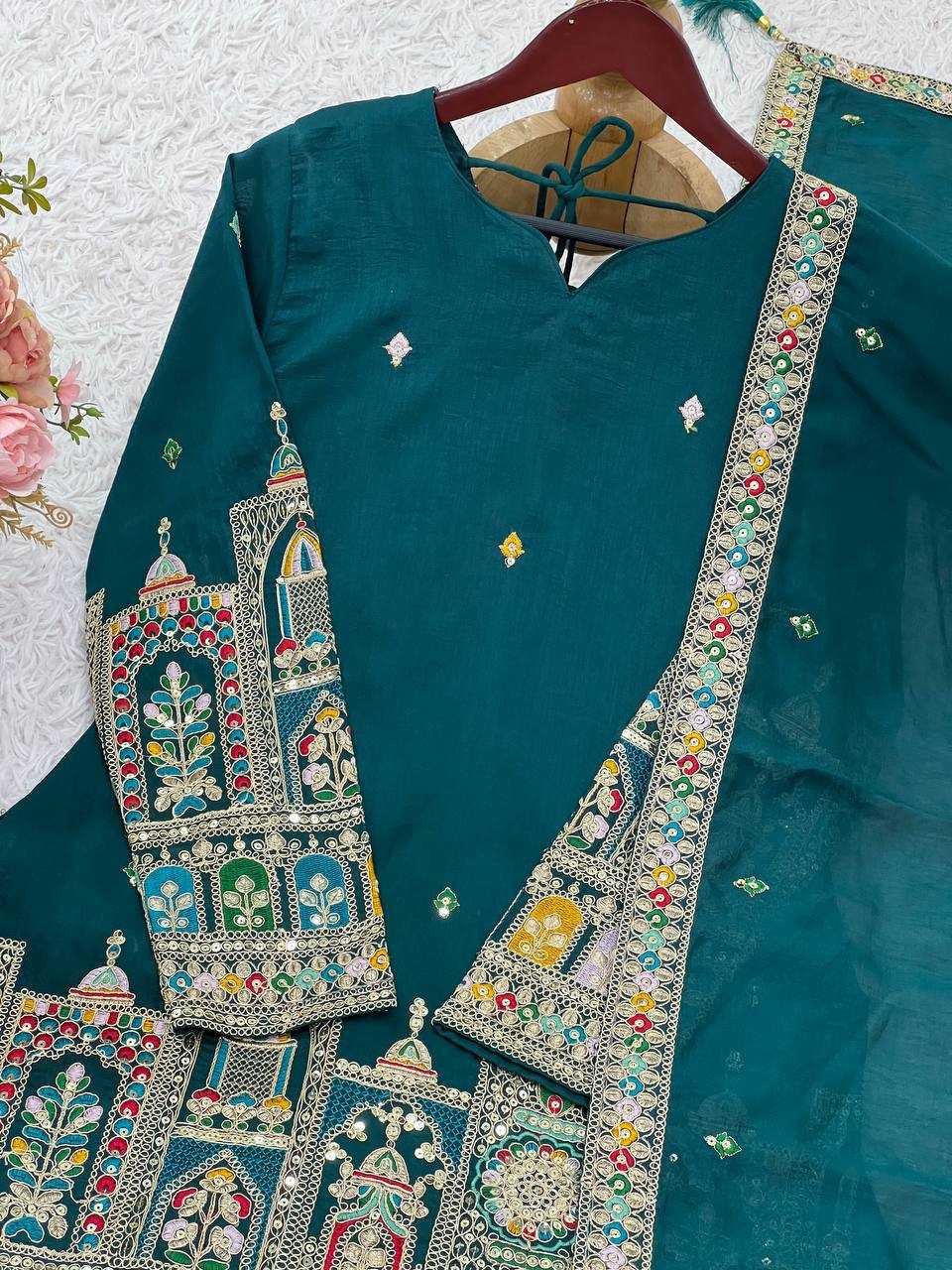 Ynf Chinon KESH499 5285 Suits & Dresses Wholesale Embroidery Suits Ladies Silk Suit Silk Suits Manufacturer