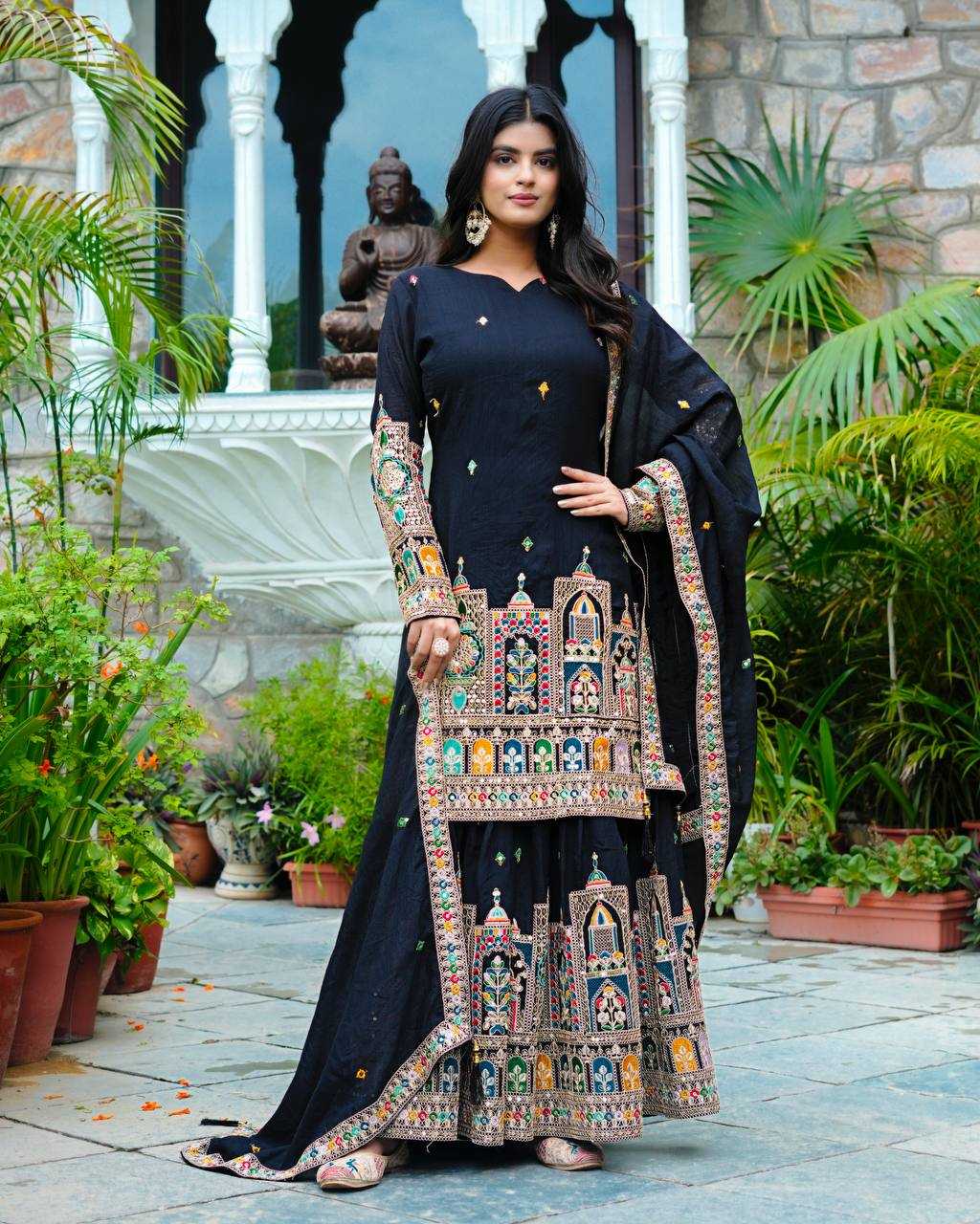 Ynf Chinon KESH499 5285 Suits & Dresses Wholesale Embroidery Suits Ladies Silk Suit Silk Suits Manufacturer