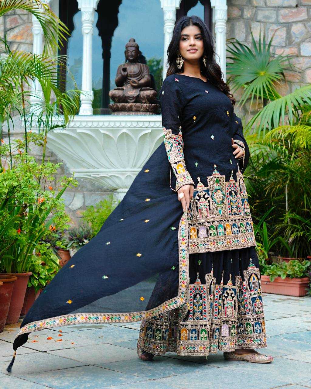 Ynf Chinon KESH499 5285 Suits & Dresses Wholesale Embroidery Suits Ladies Silk Suit Silk Suits Manufacturer