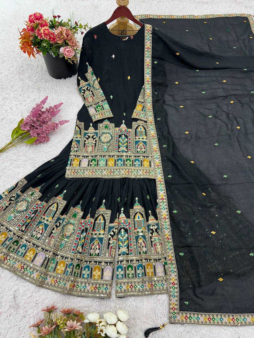 Ynf Chinon KESH499 5285 Suits & Dresses Wholesale Embroidery Suits Ladies Silk Suit Silk Suits Manufacturer