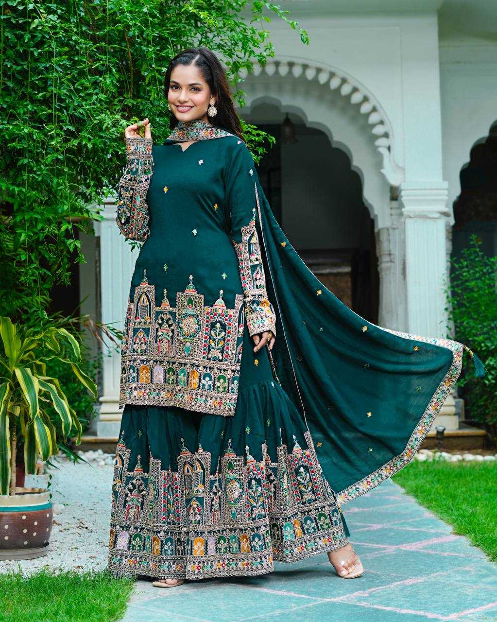 Ynf Chinon KESH499 5285 Suits & Dresses Wholesale Embroidery Suits Ladies Silk Suit Silk Suits Manufacturer