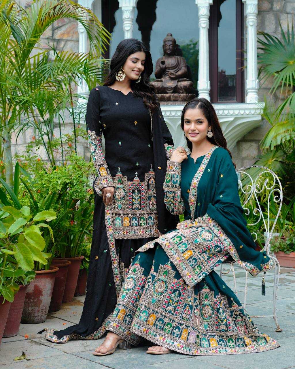 Ynf Chinon KESH499 5285 Suits & Dresses Wholesale Embroidery Suits Ladies Silk Suit Silk Suits Manufacturer