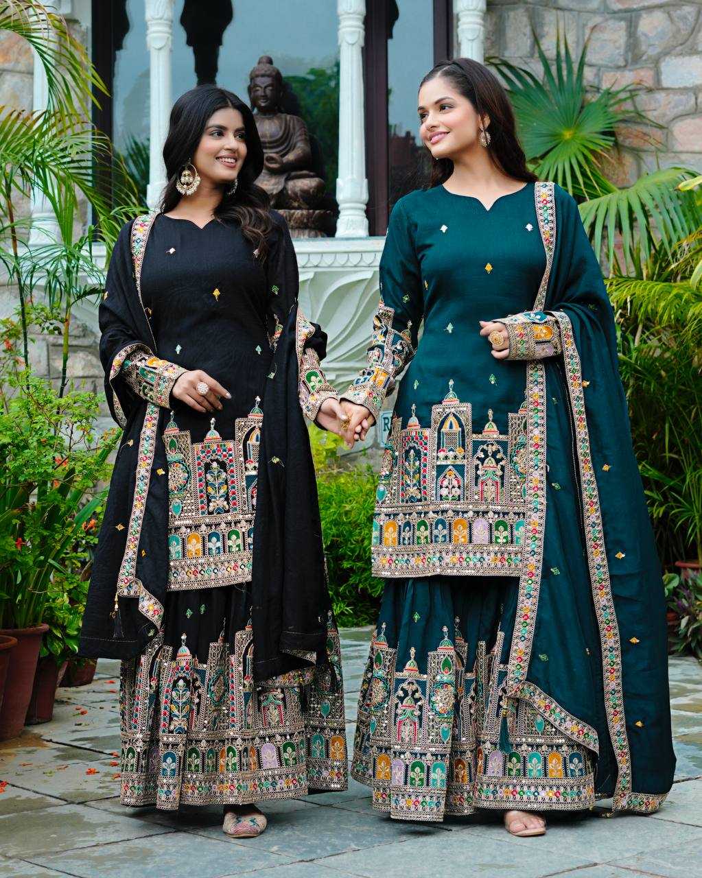 Ynf Chinon KESH499 5285 Suits & Dresses Wholesale Embroidery Suits Ladies Silk Suit Silk Suits Manufacturer