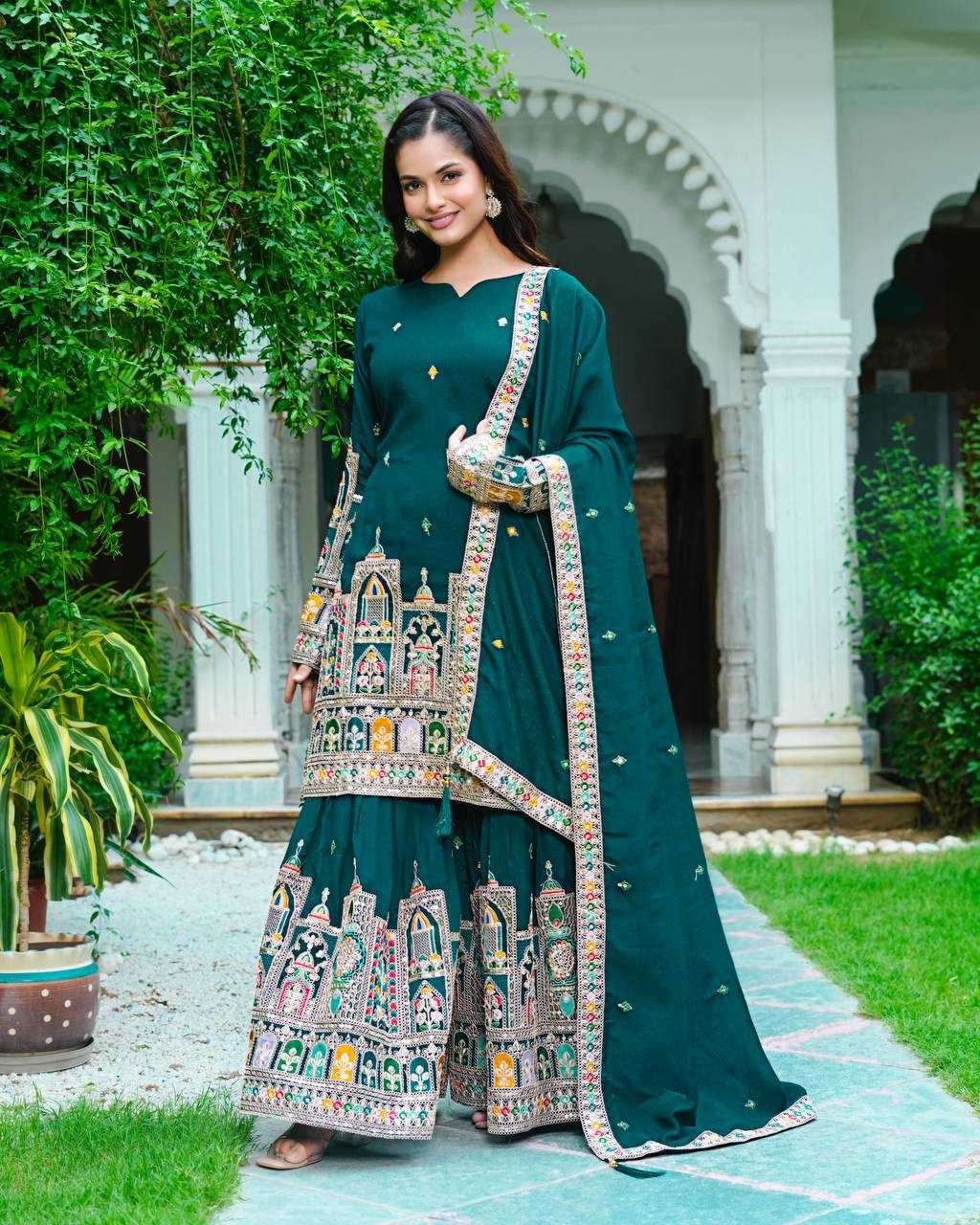 Ynf Chinon KESH499 5285 Suits & Dresses Wholesale Embroidery Suits Ladies Silk Suit Silk Suits Manufacturer