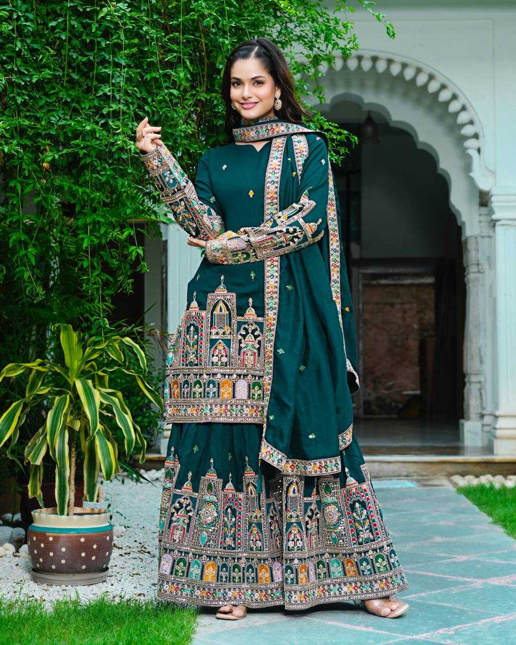 Ynf Chinon KESH499 5285 Suits & Dresses Wholesale Embroidery Suits Ladies Silk Suit Silk Suits Manufacturer