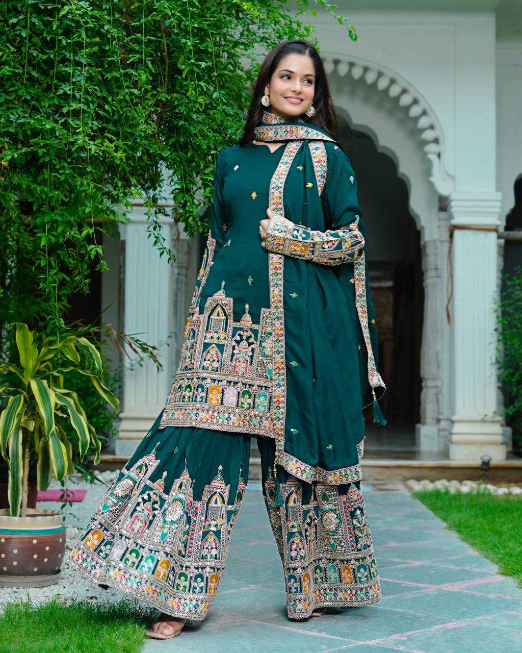 Ynf Chinon KESH499 5285 Suits & Dresses Wholesale Embroidery Suits Ladies Silk Suit Silk Suits Manufacturer